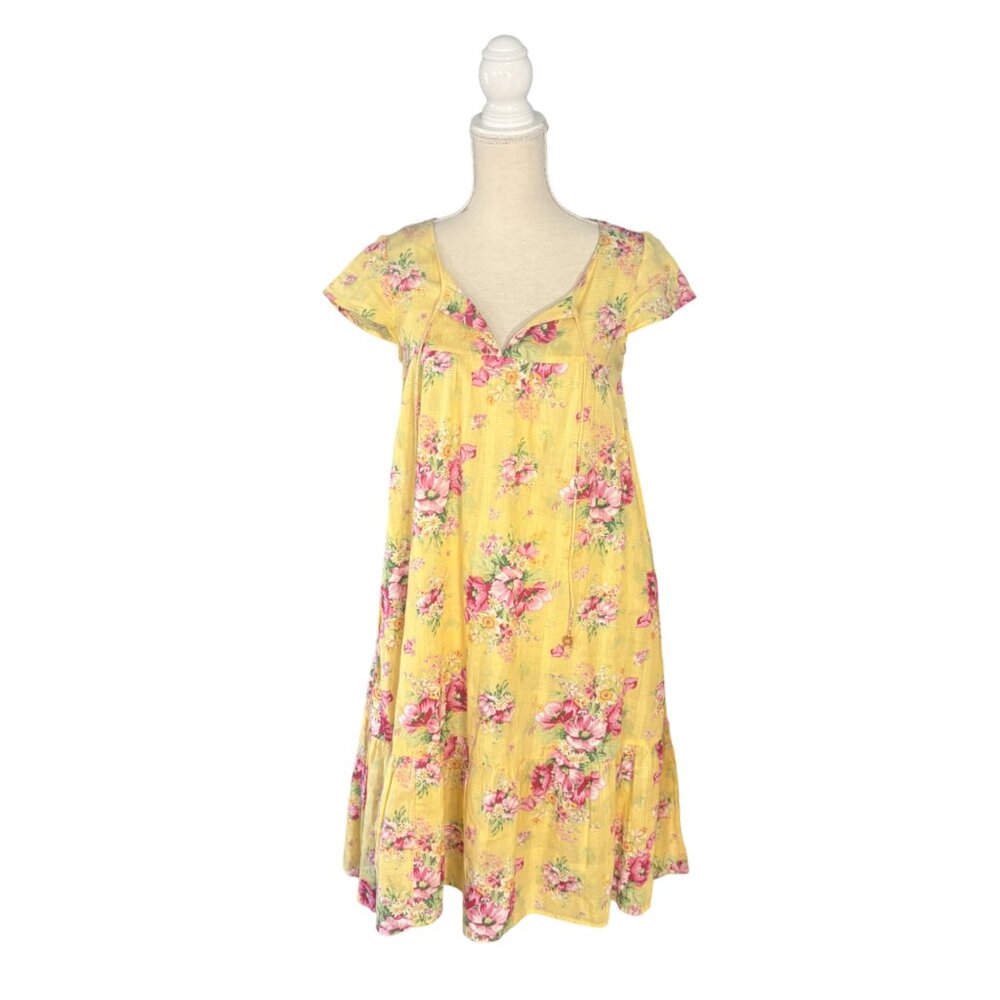 April Cornell Charming Smock Dress blossom yellow floral XXS 4 - 6 XS small - Picture 5 of 12
